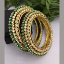 FS Collection Gold Plated Kundan Stone And Meenakari Bangle Set