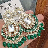 FS Collection Gold Plated Kundan Stone And Meenakari Dangler Earrings