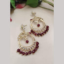 FS Collection Gold Plated Crystal Stone And Pearls Dangler Earrings