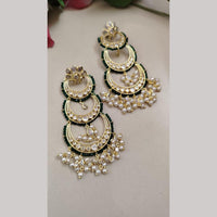 FS Collection Gold Plated Crystal Stone And Pearls Dangler Earrings