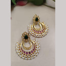 FS Collection Gold Plated Crystal Stone And Pearls Dangler Earrings