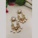 FS Collection Gold Plated Crystal Stone And Pearls Dangler Earrings