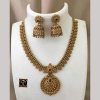FS Collection Gold Plated Pota Stone and Pearls Necklace Set