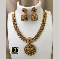 FS Collection Gold Plated Pota Stone and Pearls Necklace Set