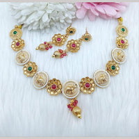 FS Collection Gold Plated Pota Stone and Pearls Elephant Shape Necklace Set