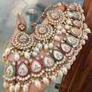 FS Collection Gold Plated Crystal Stone and Beads Necklace Set