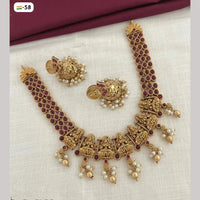 FS Collection Gold Plated Pota Stone and Pearls Temple Necklace Set