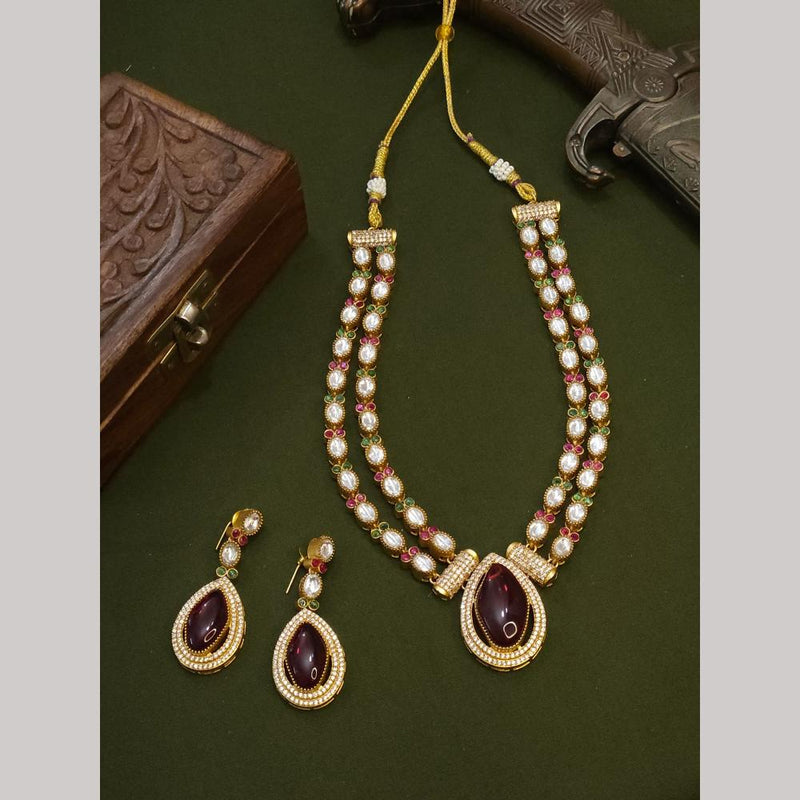 FS Collection Gold Plated Crystal Stone Necklace Set