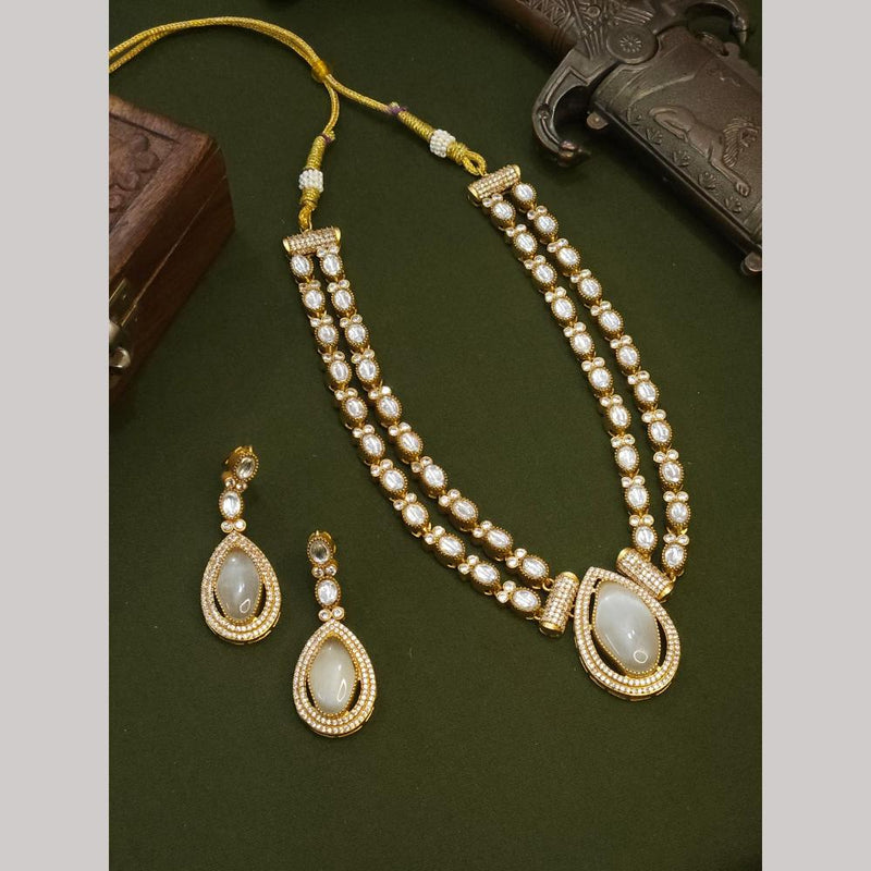 FS Collection Gold Plated Crystal Stone Necklace Set