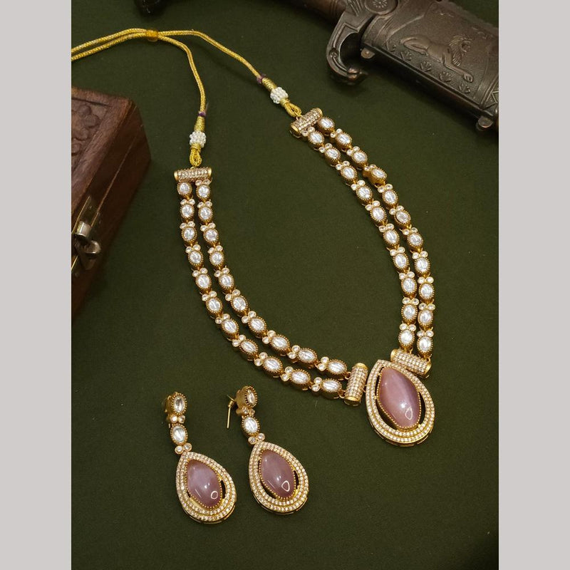 FS Collection Gold Plated Crystal Stone Necklace Set