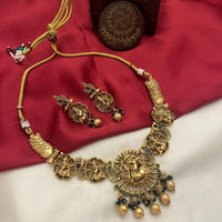 FS Collection Gold Plated Pota Stone and Pearls Temple Necklace Set