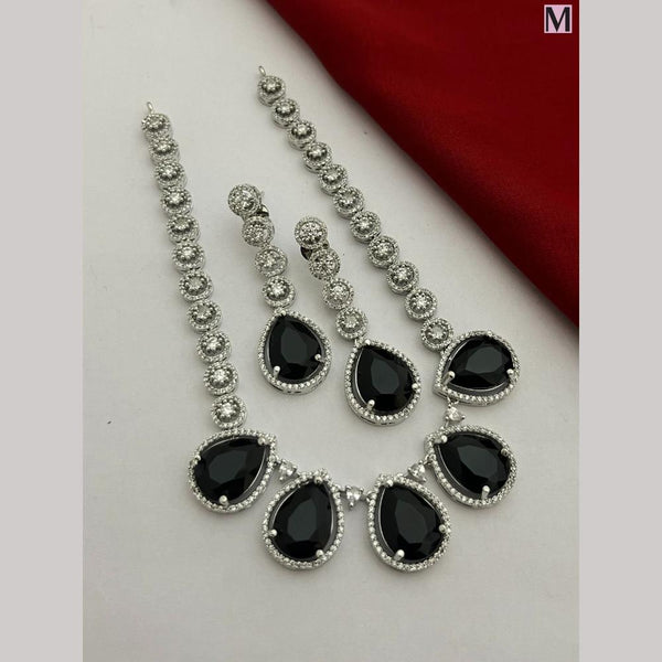 FS Collection Silver Plated AD Necklace Set