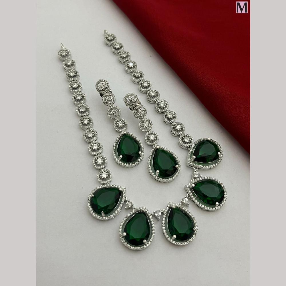 FS Collection Silver Plated AD Necklace Set