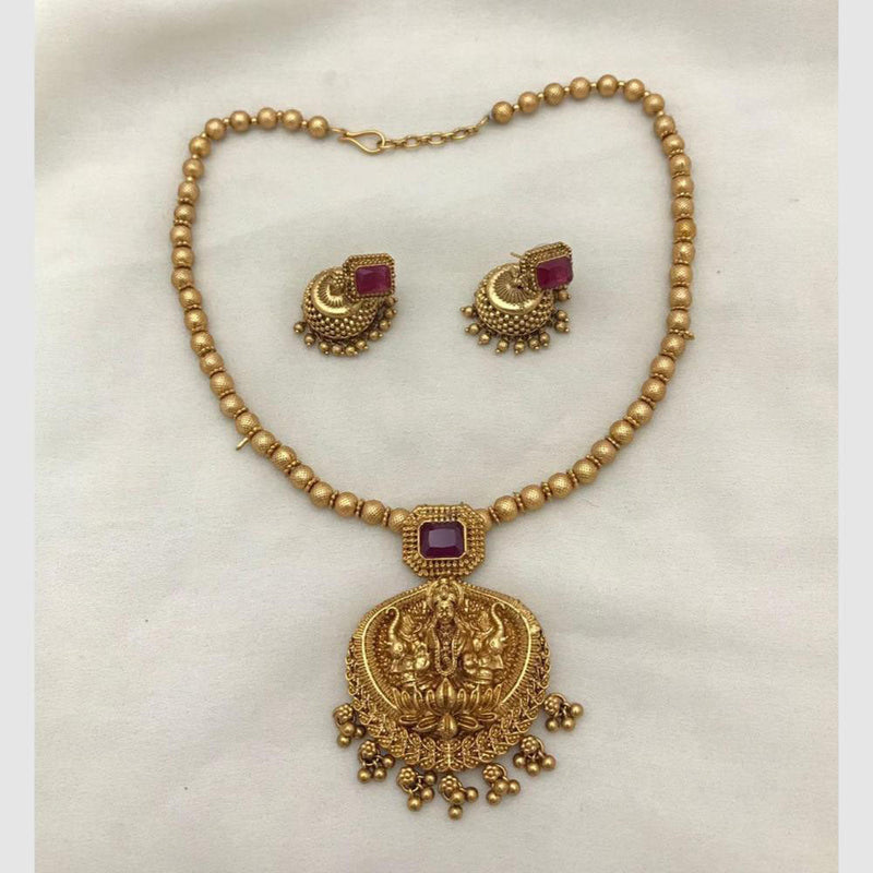 FS Collection Gold Plated Crystal Stone Temple Necklace Set