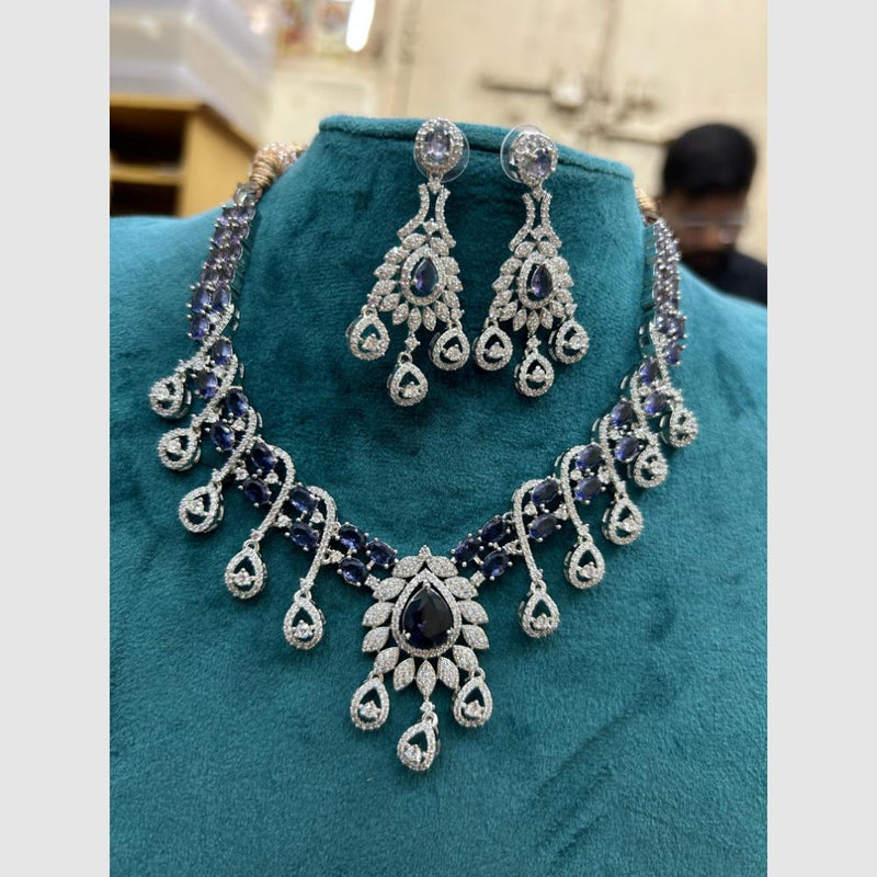 FS Collection Silver Plated AD Necklace Set