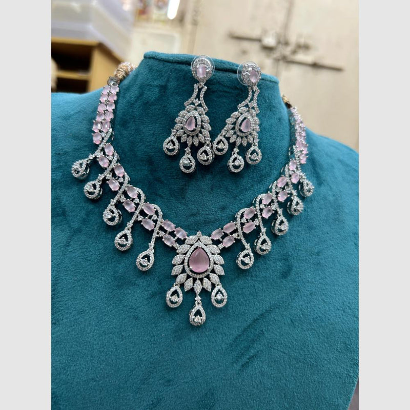 FS Collection Silver Plated AD Necklace Set