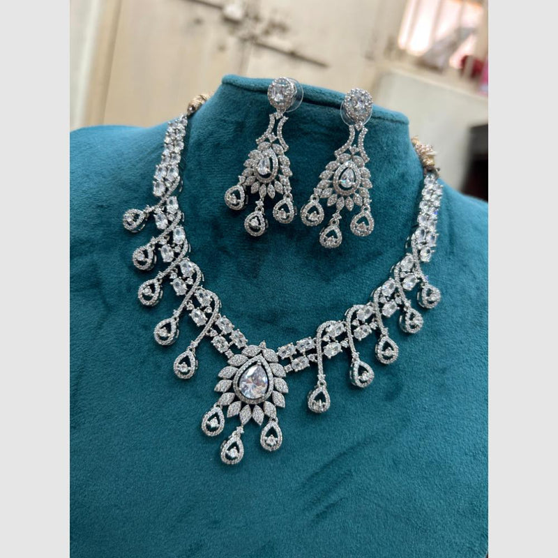 FS Collection Silver Plated AD Necklace Set