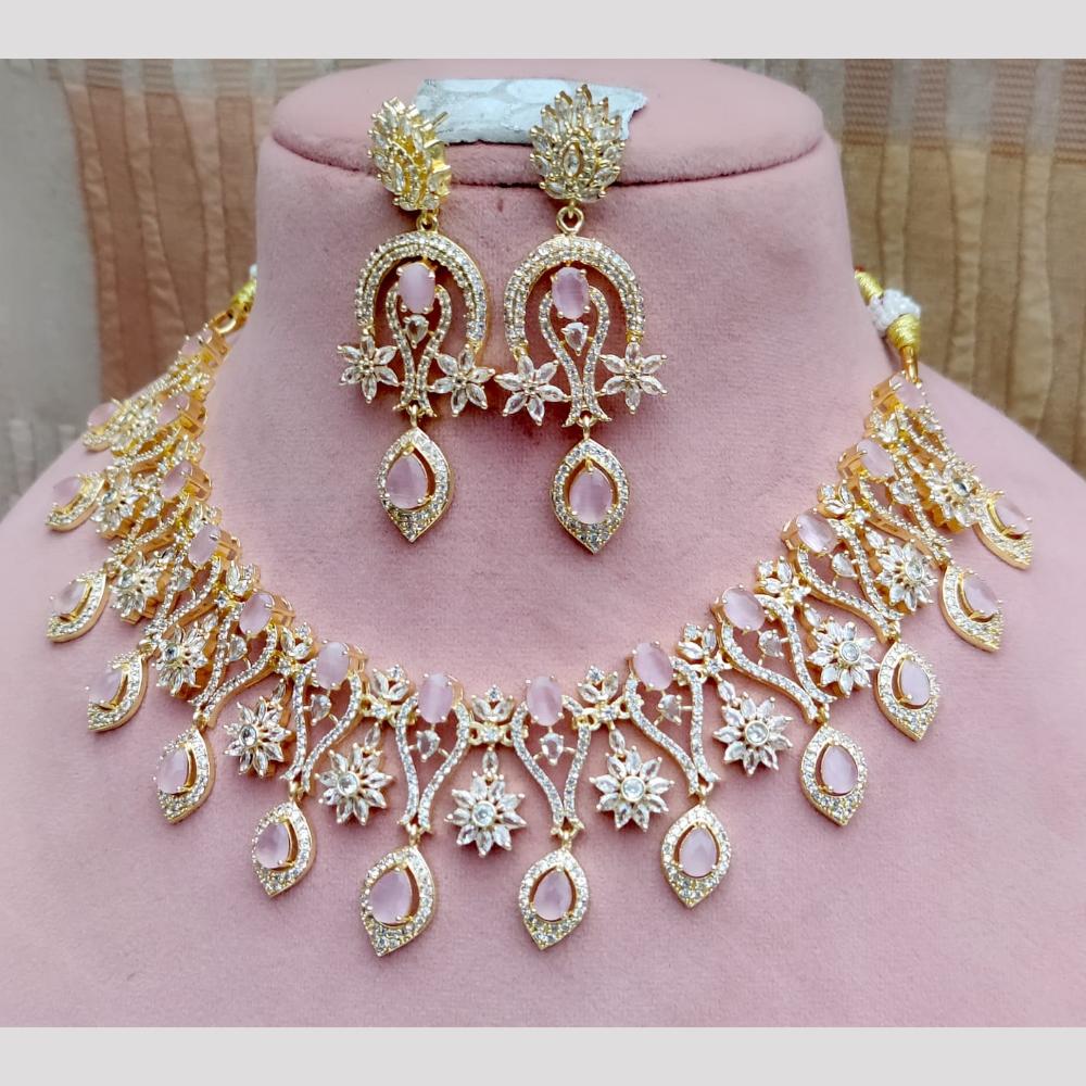 FS Collection Gold Plated American Diamond Necklace Set