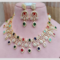 FS Collection Gold Plated American Diamond Necklace Set