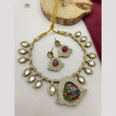 FS Collection Gold Plated Druzy Crystal Stone Necklace Set