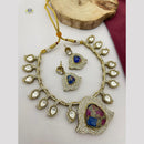 FS Collection Gold Plated Druzy Crystal Stone Necklace Set