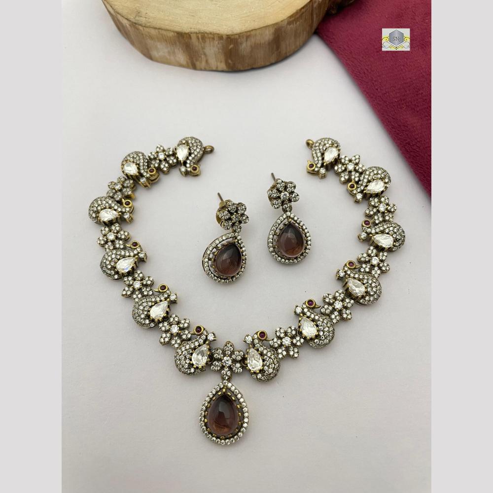 FS Collection Gold Plated Pota Stone Necklace Set