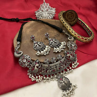 FS Collection Oxidised Plated Necklace Set