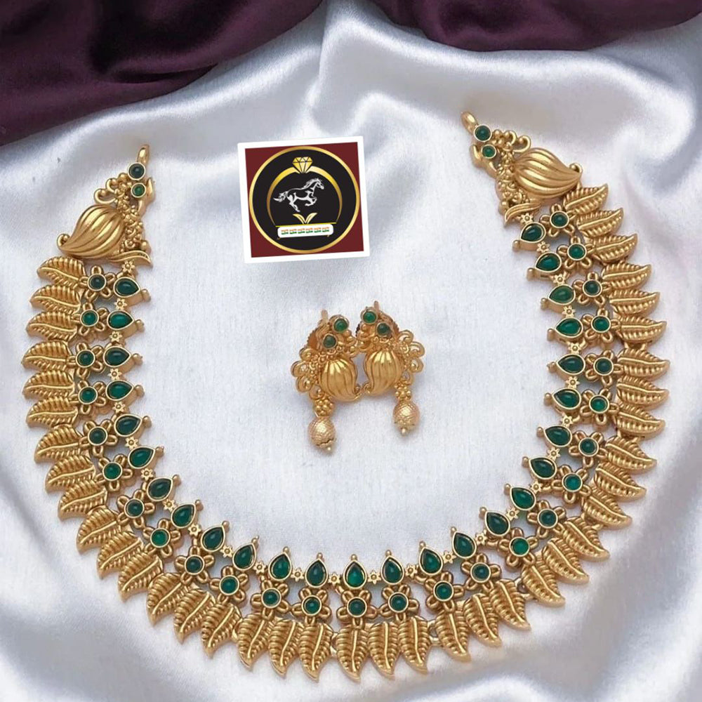 FS Collection Gold Plated Pota Stone Necklace Set