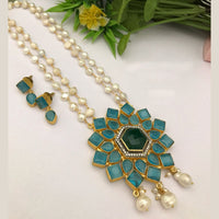 FS Collection Gold Plated Pearl And Crystal Stone Necklace Set