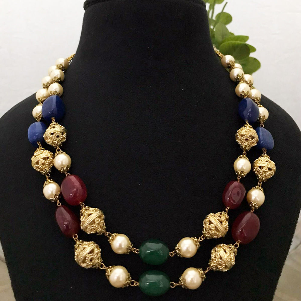 FS Collection Gold Plated Beads Necklace