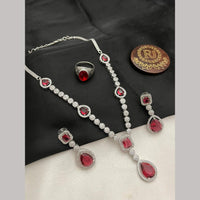 FS Collection Silver Plated American Diamond Necklace Set