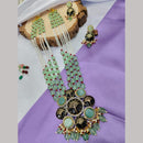 FS Collection Gold Plated Austrian Stone And Beads Long Necklace Set