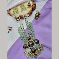 FS Collection Gold Plated Austrian Stone And Beads Long Necklace Set