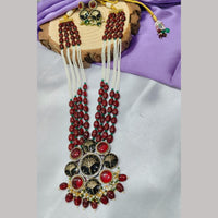 FS Collection Gold Plated Austrian Stone And Beads Long Necklace Set