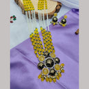 FS Collection Gold Plated Austrian Stone And Beads Long Necklace Set