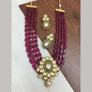 FS Collection Gold Plated Kundan Stone And Beads Necklace Set
