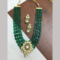 FS Collection Gold Plated Kundan Stone And Beads Necklace Set