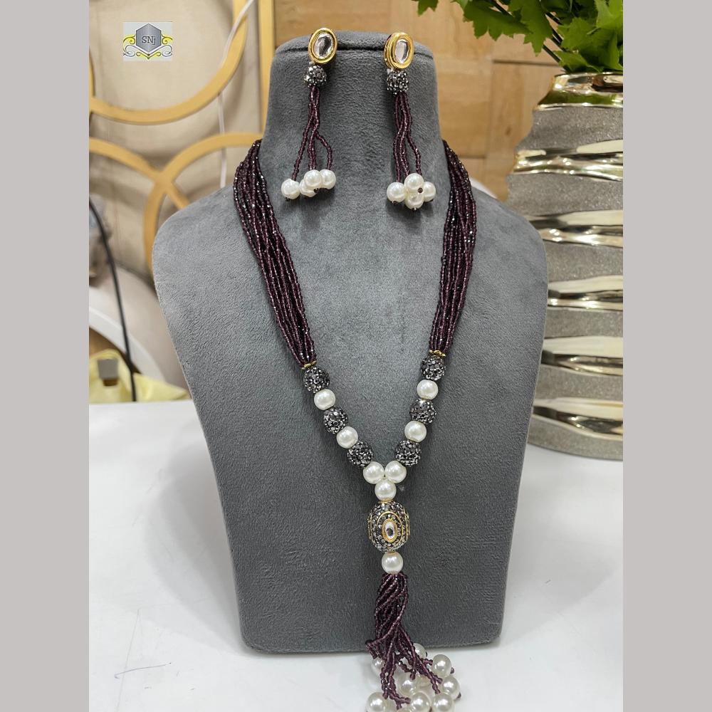 FS Collection Austrian Stone And Beads Long Necklace Set