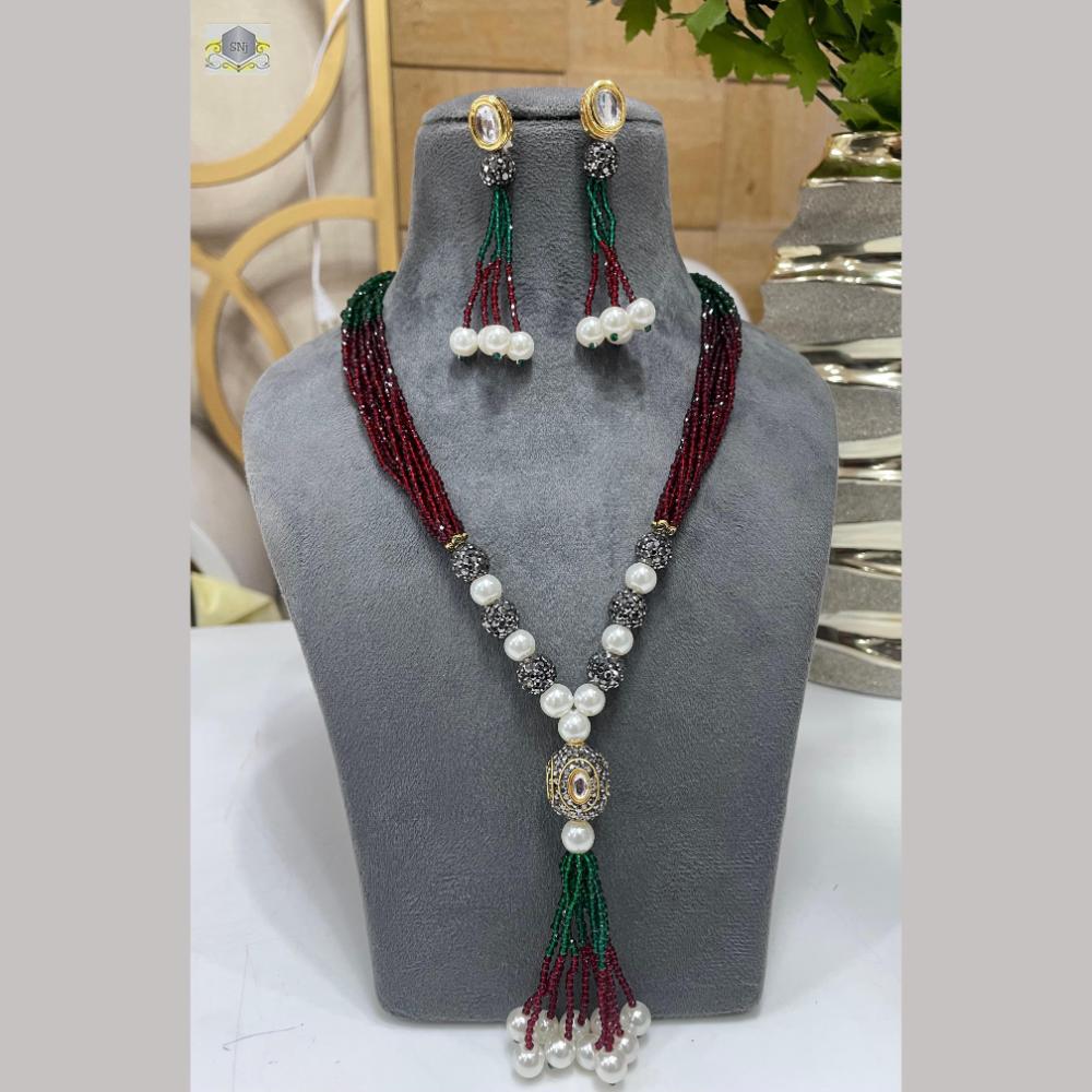 FS Collection Austrian Stone And Beads Long Necklace Set