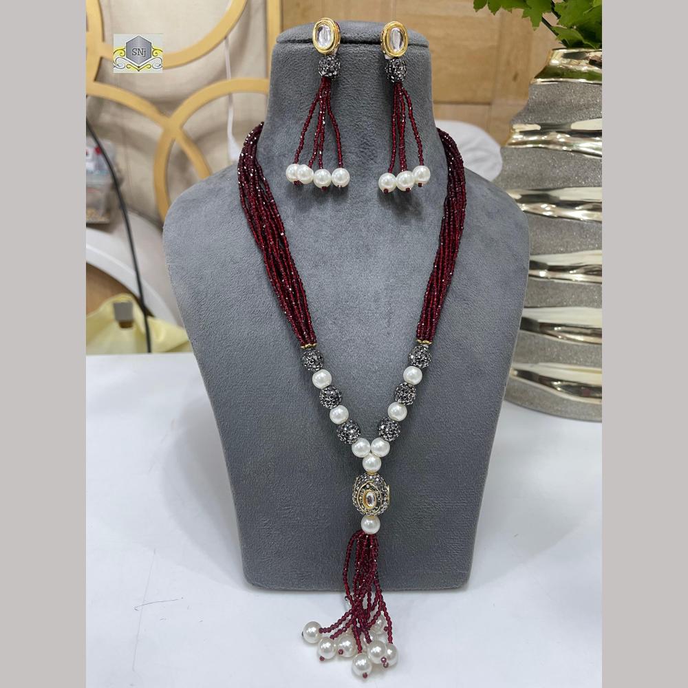 FS Collection Austrian Stone And Beads Long Necklace Set