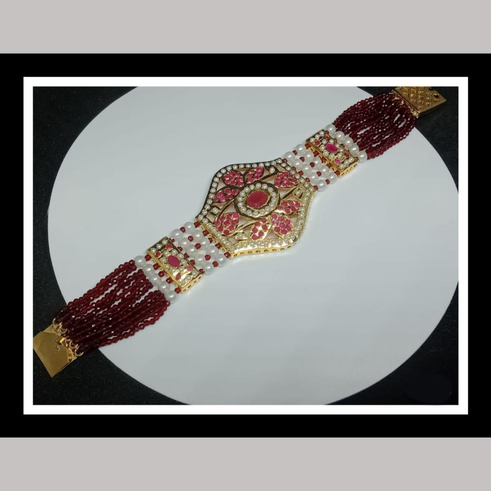 FS Collection Pota Stone And Pearls Choker Necklace