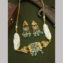 FS Collection Pota Stone And Kundan Choker Necklace Set