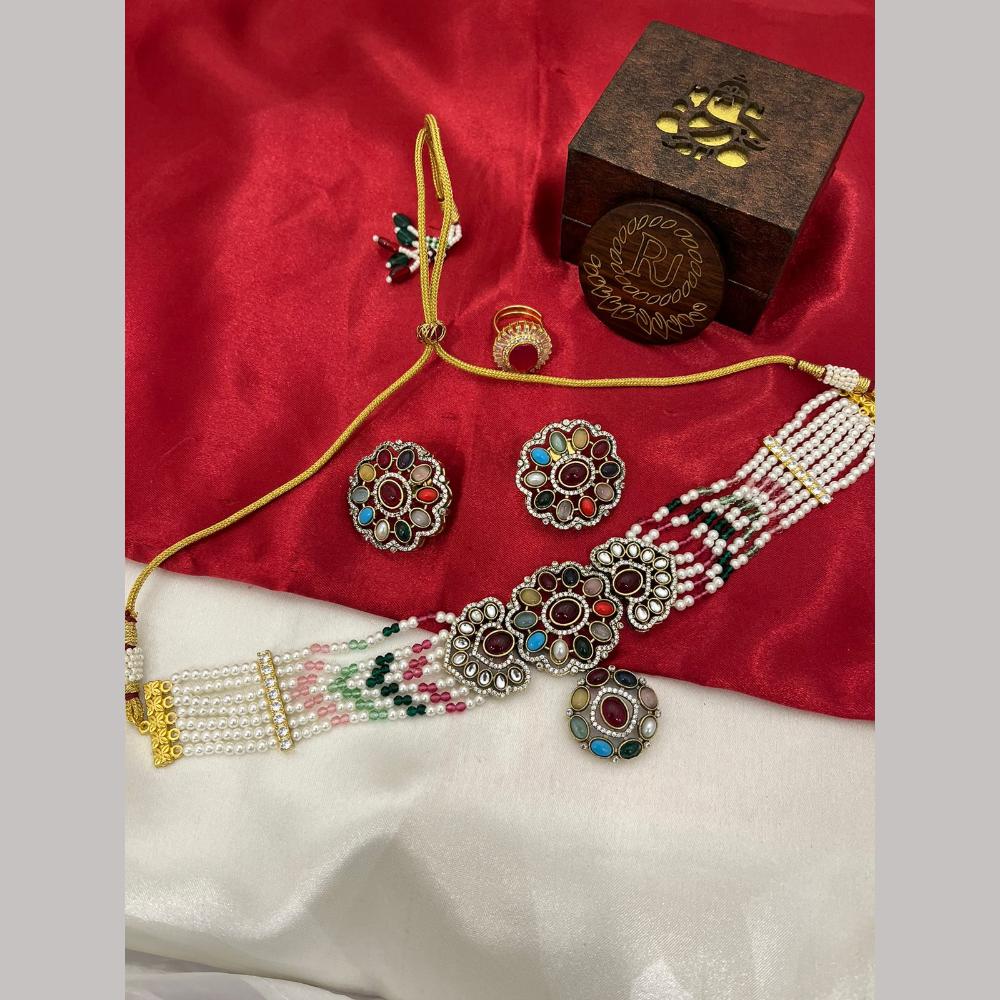 FS Collection Kundan And Pearl Choker Necklace Set