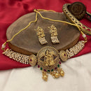 FS Collection Traditional Pota Stone And Pearl Temple Choker Necklace Set