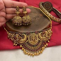 FS Collection Temple Style Necklace Set with Pota Stones