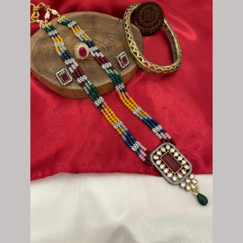 FS Collection Designer Kundan And Beads Long Necklace Set