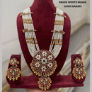 FS Collection Long Kundan Necklace Set with Pota Stones & Pearls