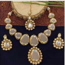FS Collection Gold Plated Kundan Necklace Set