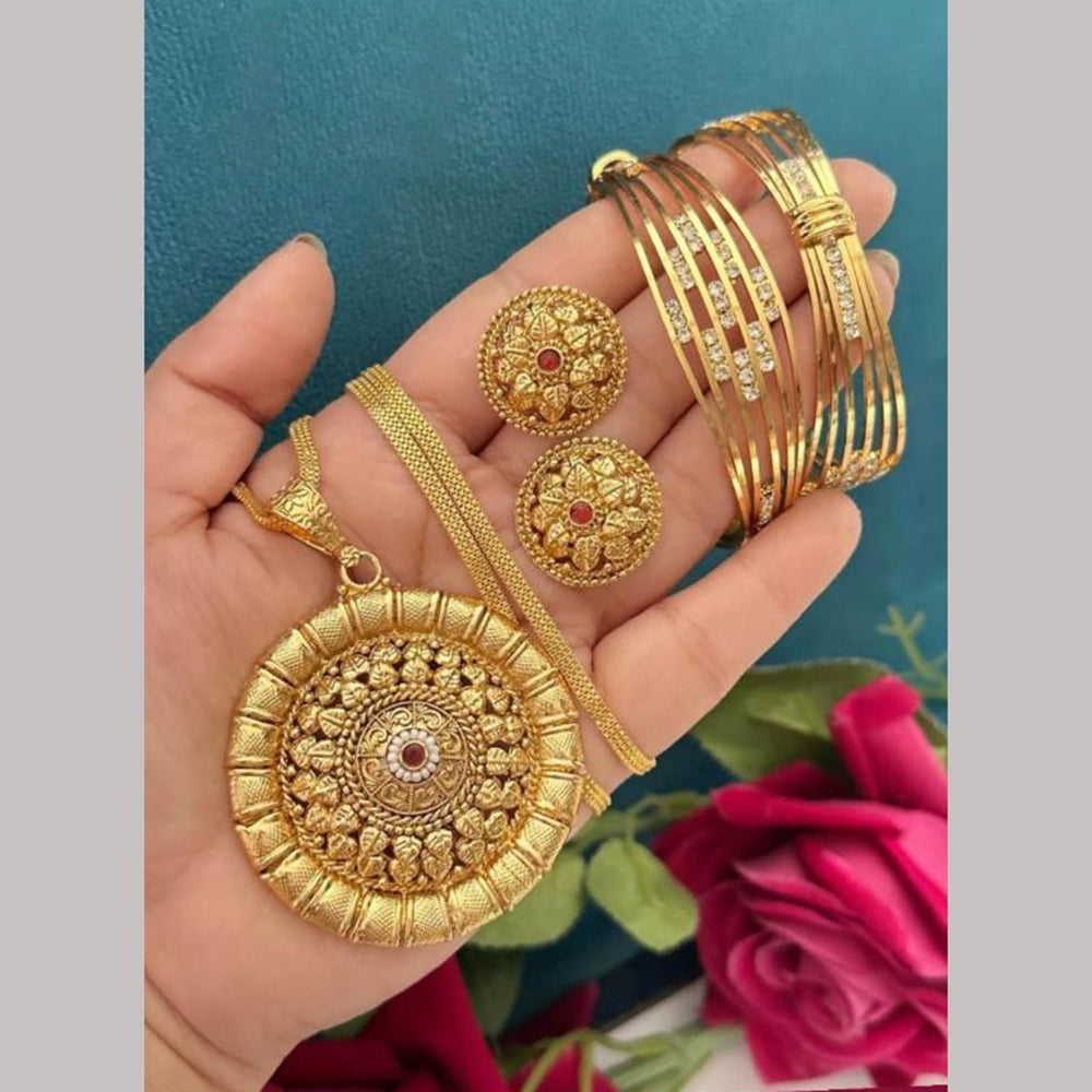 FS Collection Gold Plated Pota Stone Jewelry Combo