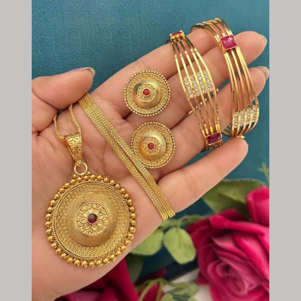 FS Collection Gold Plated Pota Stone Jewelry Combo
